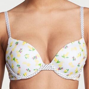 Floral lemon Print Underwire Bra push-up
